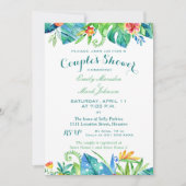 Invitation Aquarelle tropicale Couples Floraux Douche (Devant)