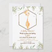 Invitation Aquarelle Tropicale Cute Giraffe Boys Baby shower (Devant)
