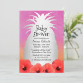 Invitation Aquarelle tropicale d'ananas Baby shower floral (Debout devant)