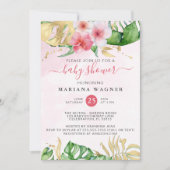 Invitation Aquarelle tropicale estivale Baby shower floral (Devant)