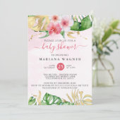 Invitation Aquarelle tropicale estivale Baby shower floral (Debout devant)