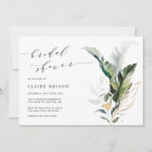 Invitation Aquarelle tropicale Fête des mariées Feuille verte (Devant)
