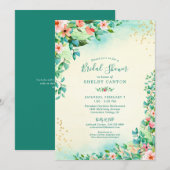 Invitation Aquarelle tropicale Fête des mariées florale (Devant / Derrière)