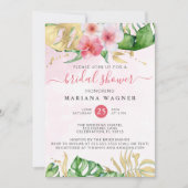 Invitation Aquarelle tropicale Fête des mariées florale (Devant)