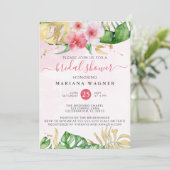 Invitation Aquarelle tropicale Fête des mariées florale (Debout devant)