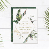 Invitation Aquarelle tropicale Feuillage Couples Or Douche Co