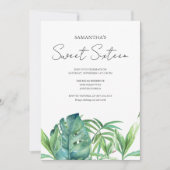 Invitation Aquarelle tropicale Feuille 16e anniversaire (Devant)