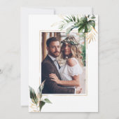 Invitation Aquarelle Tropicale Feuille Mariage d'or Photo (Dos)