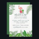 Invitation Aquarelle tropicale Flamant rose rose 21e annivers<br><div class="desc">Aquarelle peinture feuillage tropical 21e anniversaire de fête invitation avec élégante typographie manuscrite personnalisable à vos détails de l'événement.</div>