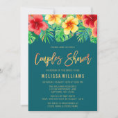 Invitation Aquarelle tropicale Fleurs Couples Douche (Devant)