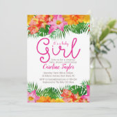 Invitation Aquarelle tropicale Floral Baby Girl Douche (Debout devant)