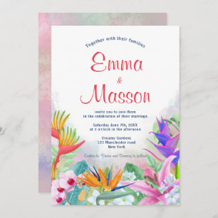 Invitation Aquarelle tropicale florale