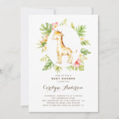 Invitation Aquarelle tropicale Giraffe Baby shower d'été (Devant)