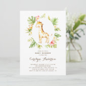 Invitation Aquarelle tropicale Giraffe Baby shower d'été (Debout devant)