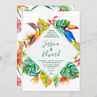 Aquarelle tropicale Hawaii Oiseaux exotiques