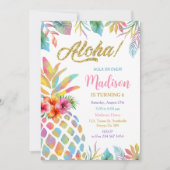 Invitation Aquarelle tropicale Luau Anniversaire de l'ananas (Devant)