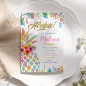 Invitation Aquarelle tropicale Luau Anniversaire de l'ananas