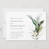 Invitation Aquarelle tropicale Mariage Feuille vert (Devant)