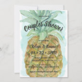 Invitation Aquarelle Tropicale mignonne Ananas Couples Douche (Devant)
