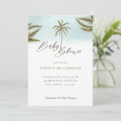 Invitation Aquarelle tropicale minimale Baby shower de palmie (Debout devant)