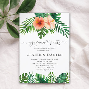 Invitation Aquarelle tropicale moderne Fête d'engagement flor