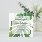 Invitation Aquarelle tropicale Monstera Foliage Mariage (Debout devant)