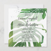 Invitation Aquarelle tropicale Monstera Foliage Mariage (Devant)