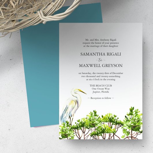 Invitation Aquarelle tropicale Oiseau Mariage officiel