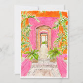 Invitation Aquarelle Tropicale Palm Dove Coral Mariage Floral (Dos)