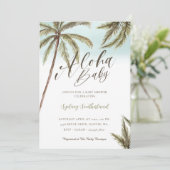 Invitation Aquarelle tropicale Palmiers Aloha Baby shower (Debout devant)