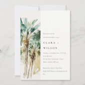 Invitation Aquarelle tropicale Palmiers Arbres Couples Douche (Devant)