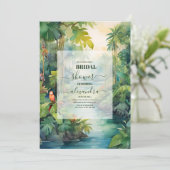 Invitation Aquarelle tropicale Palmiers Boho Fête des mariées (Debout devant)
