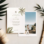 Invitation Aquarelle tropicale Palmiers Boho Mariage Photo<br><div class="desc">Invitation vos invités à votre magnifique mariage sur la plage avec notre photo boho tropical mariage invitation design. Le design présente nos palmiers aquarelles peints à la main avec monogramme de palmiers. Notre mariage tropical boho est parfait pour un thème de plage ou un mariage de destination. Le revers de...</div>