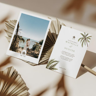 Invitation Aquarelle tropicale Palmiers Boho Mariage Photo