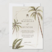 Invitation Aquarelle tropicale Palmiers Mariage bohème (Devant)