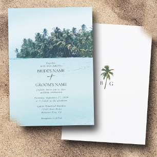 Invitation Aquarelle tropicale Palms & Mariage de plage