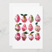 Invitation Aquarelle Tropicale Pitaya (Devant / Derrière)