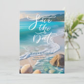 Invitation Aquarelle tropicale Plage océan Enregistrer la dat (Debout devant)