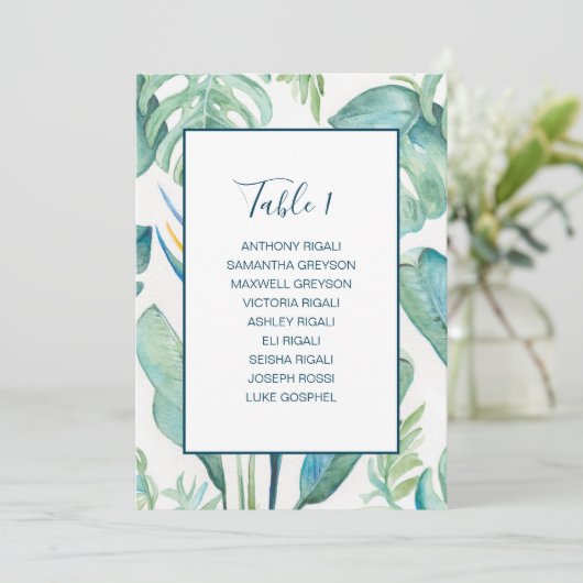 Invitation Aquarelle tropicale Plan de siège (Debout devant)