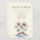 Invitation Aquarelle Tropicale Summer Beach Palm Tree Mariage (Devant / Derrière)