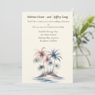 Invitation Aquarelle Tropicale Summer Beach Palm Tree Mariage