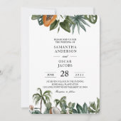 Invitation Aquarelle tropicale tendance Feuilles verts (Devant)