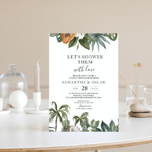 Invitation Aquarelle tropicale tendance Feuilles verts