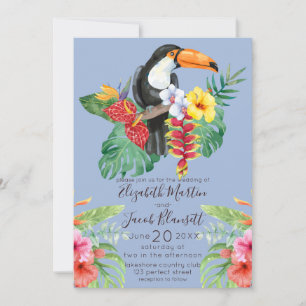 Invitation Aquarelle tropicale Toucan & Hibiscus Mariage