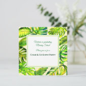 Invitation Aquarelle tropicale verte Feuilles (Debout devant)