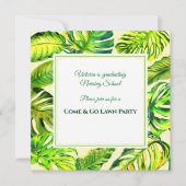 Invitation Aquarelle tropicale verte Feuilles (Devant)