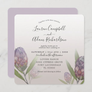 Invitation Aquarelle tropicale violette Florale Mariée
