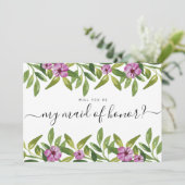 Invitation Aquarelle, tu seras ma servante d'honneur (Debout devant)