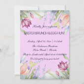 Invitation Aquarelle Tulipe Florale Pâques Brunch & Chasse au (Devant)