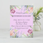 Invitation Aquarelle Tulipe Florale Pâques Brunch & Chasse au (Debout devant)